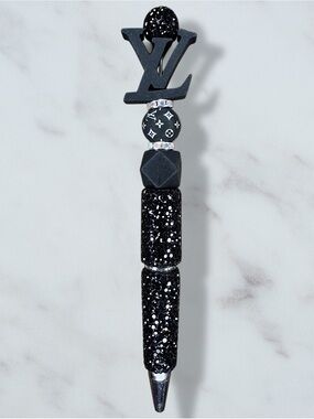 Fashion LV Black Rhinestone Twist Pen